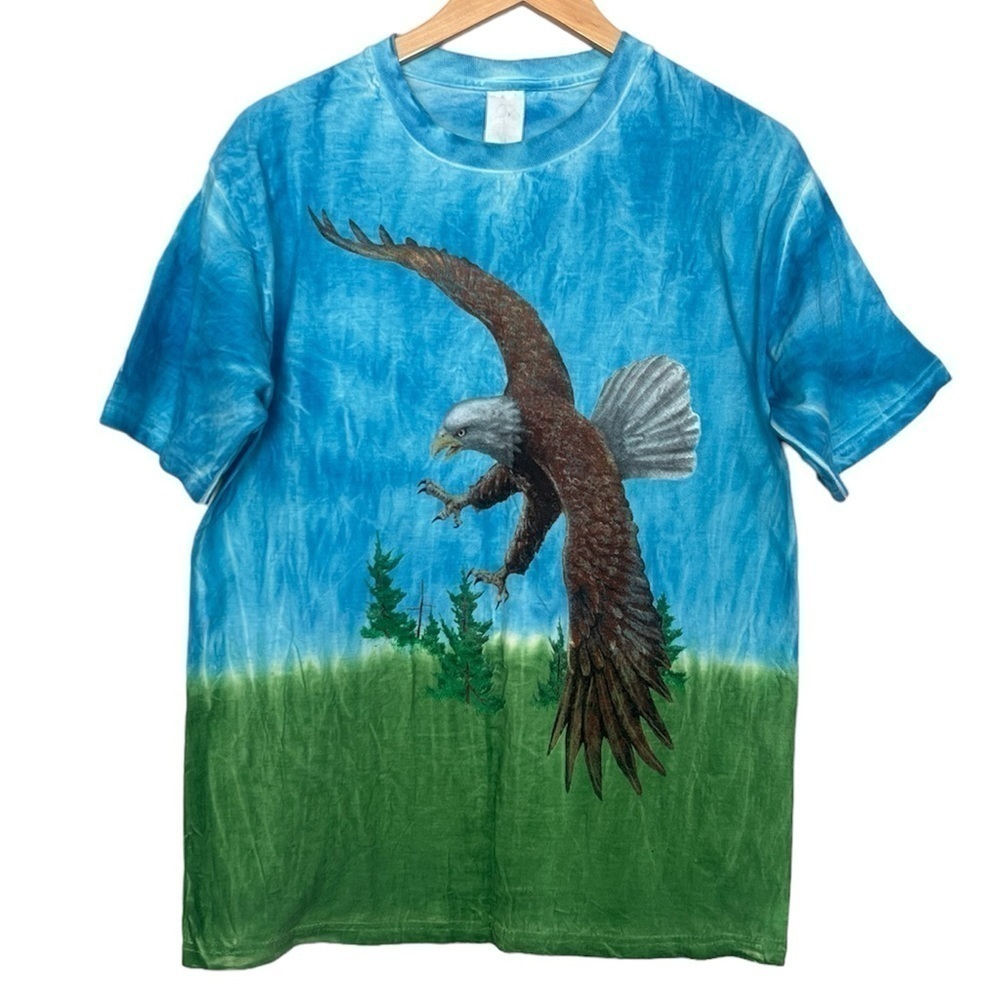 Vintage Tie Dye Bald Eagle Graphic Tee Medium